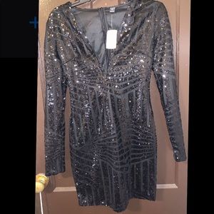 Black sequin bodycon dress